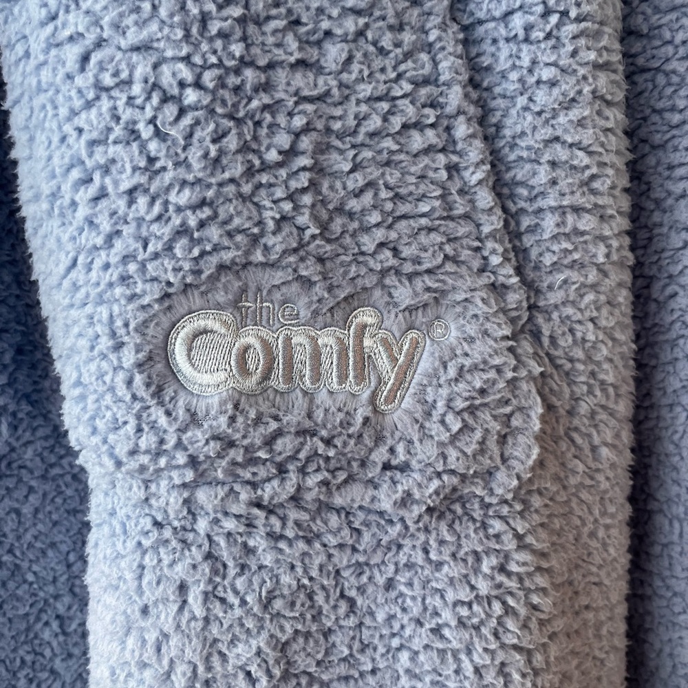 The Comfy - The Teddy Bear Quarter-Zip Light Blue Plush Hooded Pullover - EUC - Picture 3 of 5